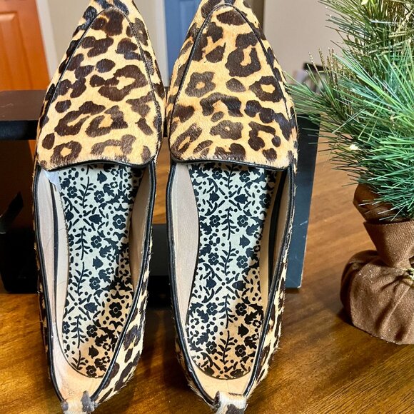 Franco Sarto Leopard Print Calf Hair Leather Loafers Pointed Toes Size 8.5 - Picture 6 of 7